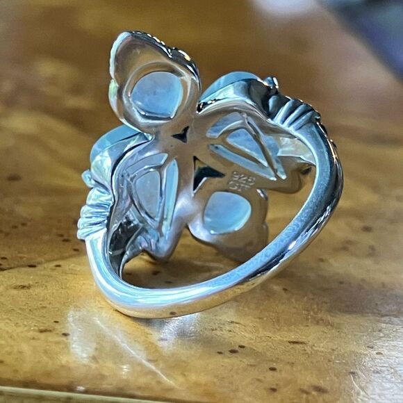 Genuine Aquamarine Sterling Silver Ring Size 6 - Picture 5 of 9